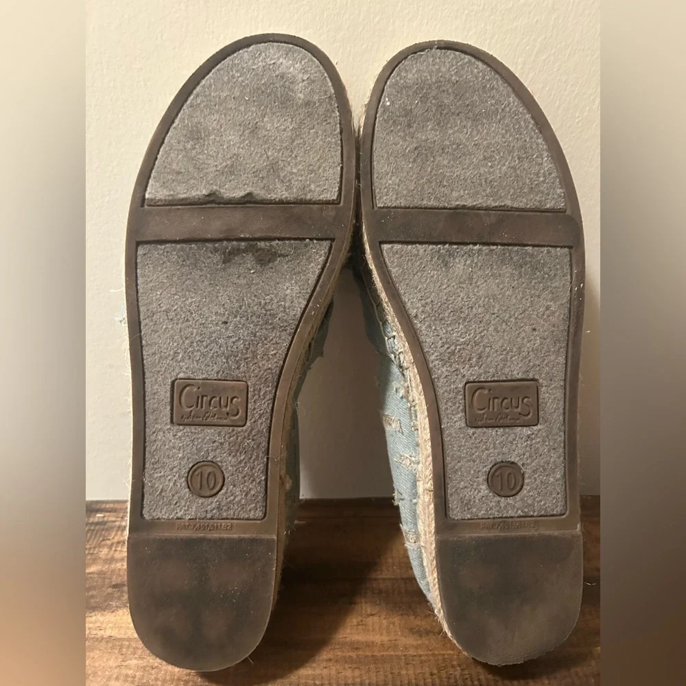 Circus Sam Edelman Women's 10 Cali Espadrille Platform Flats Blue Distressed